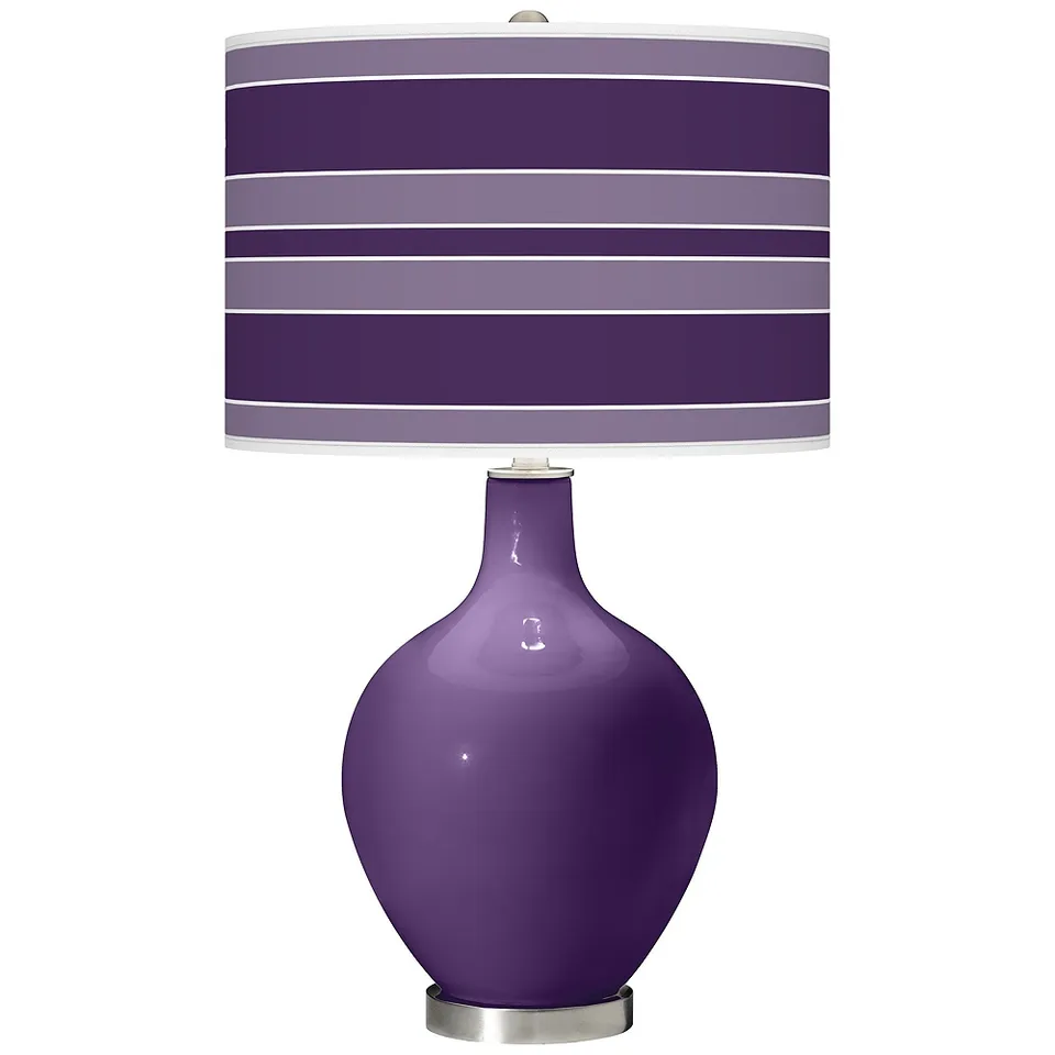 Color Plus Ovo 28 1/2" Bold Stripe Shade Acai Purple Table Lamp