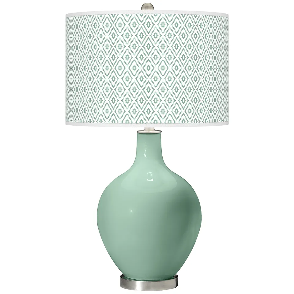 Color Plus Ovo 28 1/2" Diamonds Shade Grayed Jade Green Table Lamp