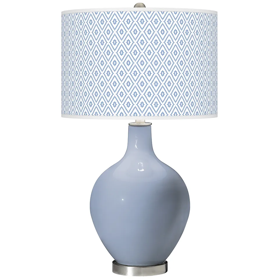 Color Plus Ovo 28 1/2" High Diamonds Shade Sky Blue Table Lamp