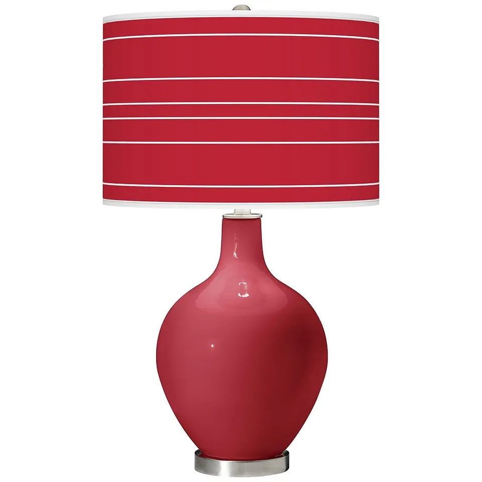 Color Plus Ova 28 1/2" Bold Stripe Shade with Samba Red Table Lamp