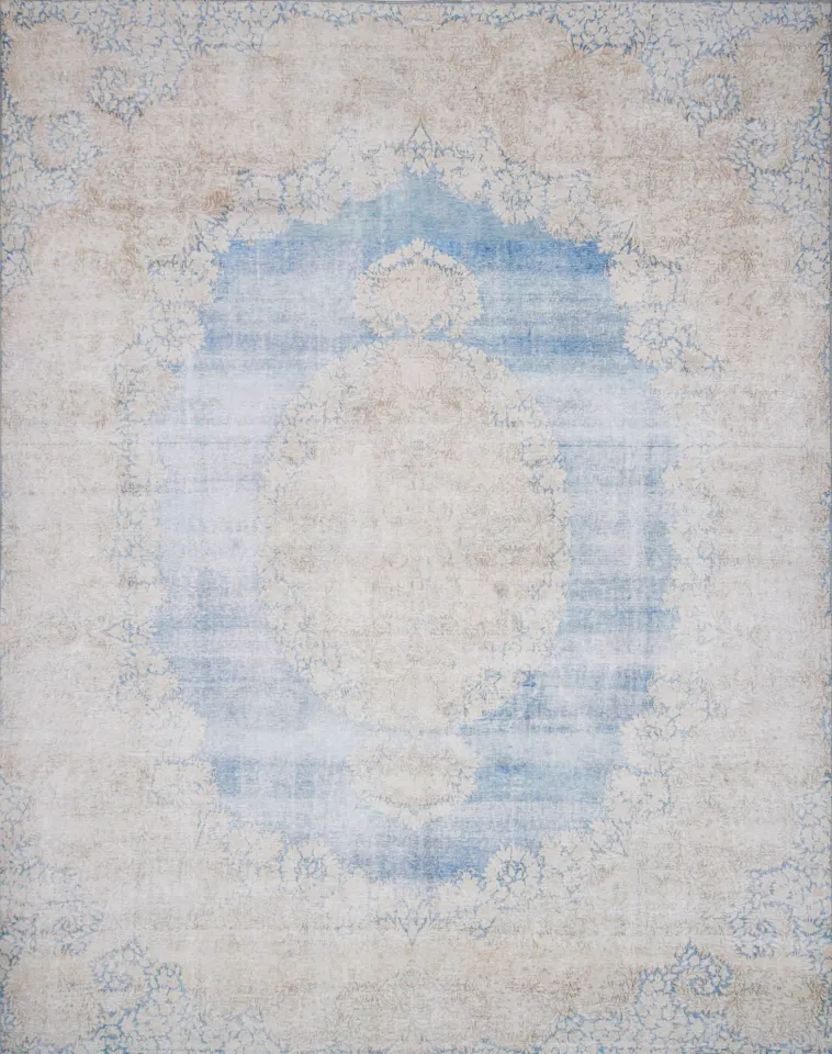 Magnolia Home by Joanna Gaines x Loloi Lucca LF-06 Lt. Blue / Sand 18" x 18" Sample