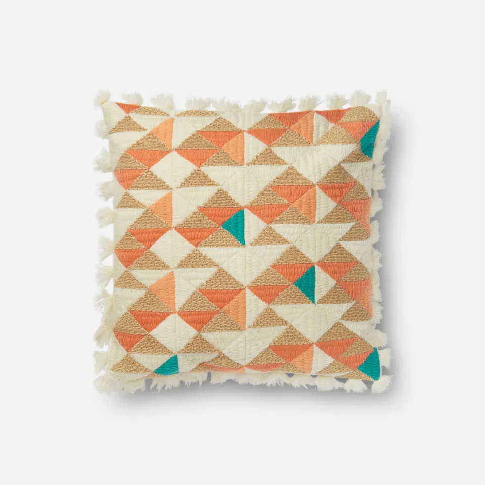 Loloi x Justina Blakeney collection - ORANGE / MULTI - 18" X 18" Cover Only