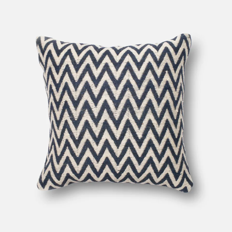 PILLOWS - BEIGE / NAVY - 22" X 22" Cover Only