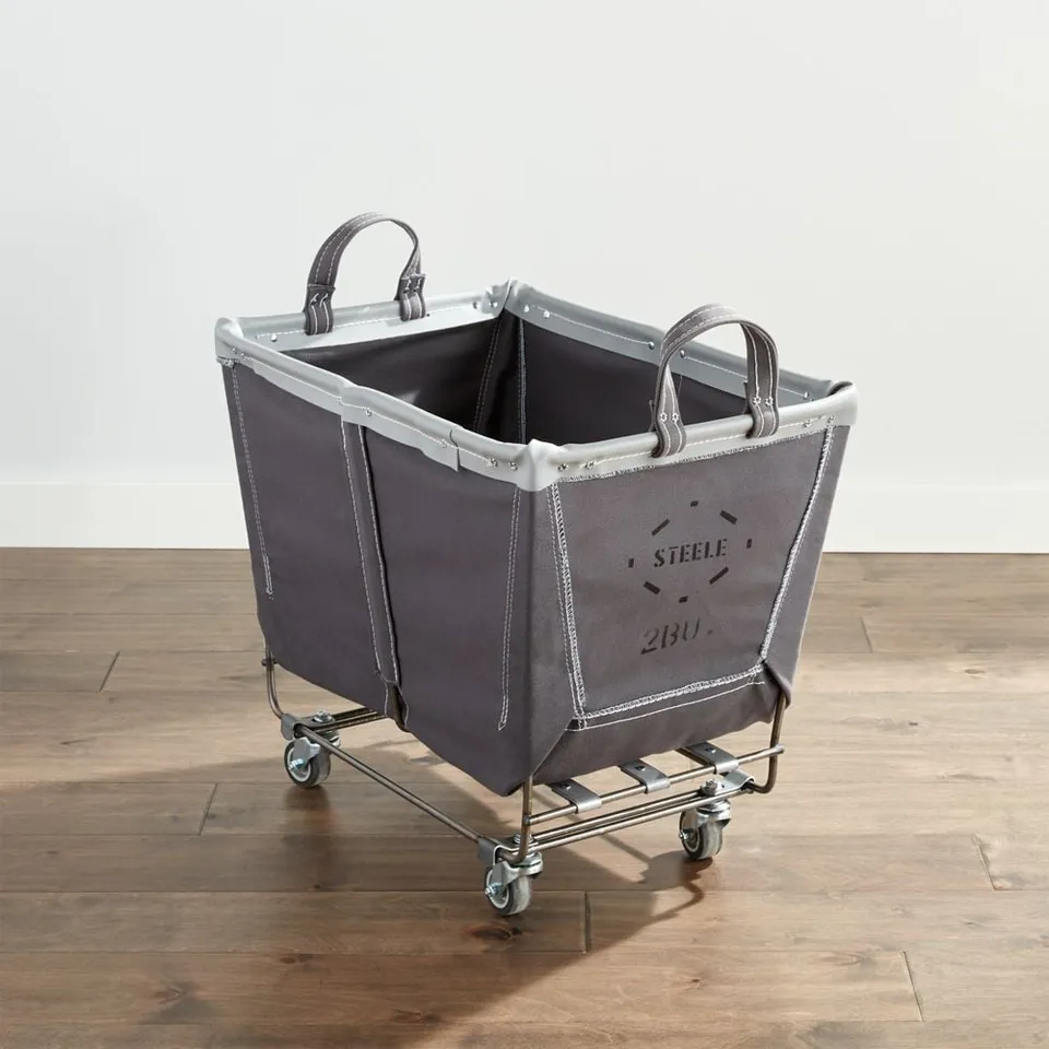 Steele ® Briquette Gray 3-Bushel Elevated Rolling Laundry Hamper