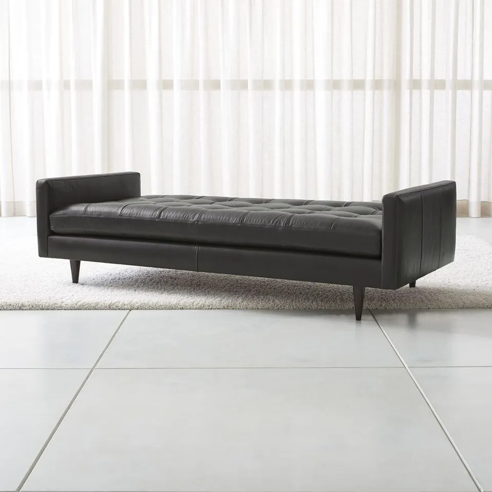 Petrie 86" Leather Midcentury Daybed