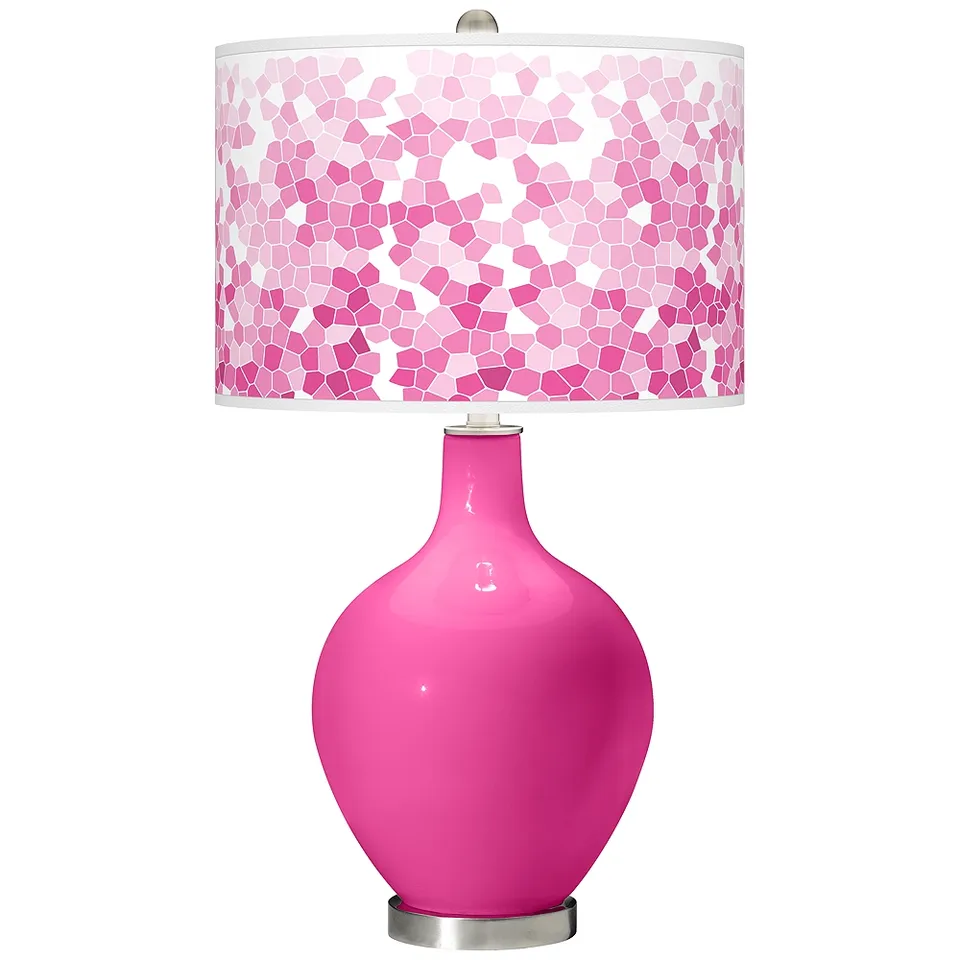 Color Plus Ovo 28 1/2" Mosaic Pattern Shade Fuchsia Pink Table Lamp