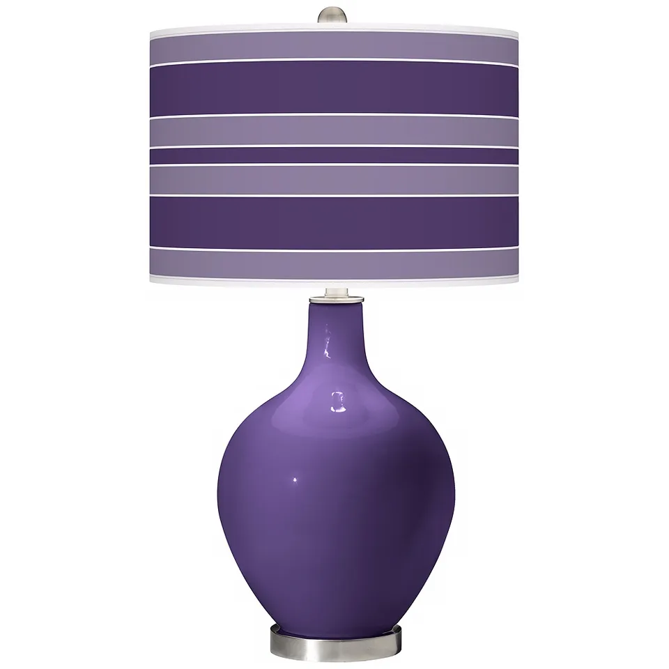 Color Plus Ovo 28 1/2" Bold Stripe Shade Izmir Purple Table Lamp