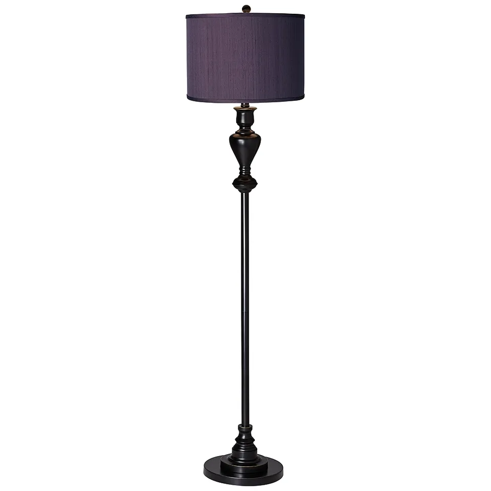 Possini Euro 58" High Eggplant Purple Shade Black-Bronze Floor Lamp