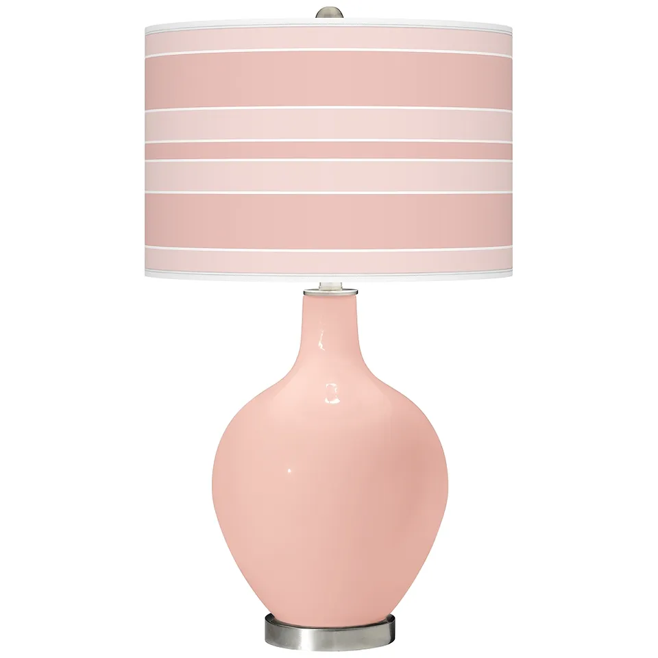 Color Plus Ovo 28 1/2" Bold Stripe Shade Rose Pink Table Lamp