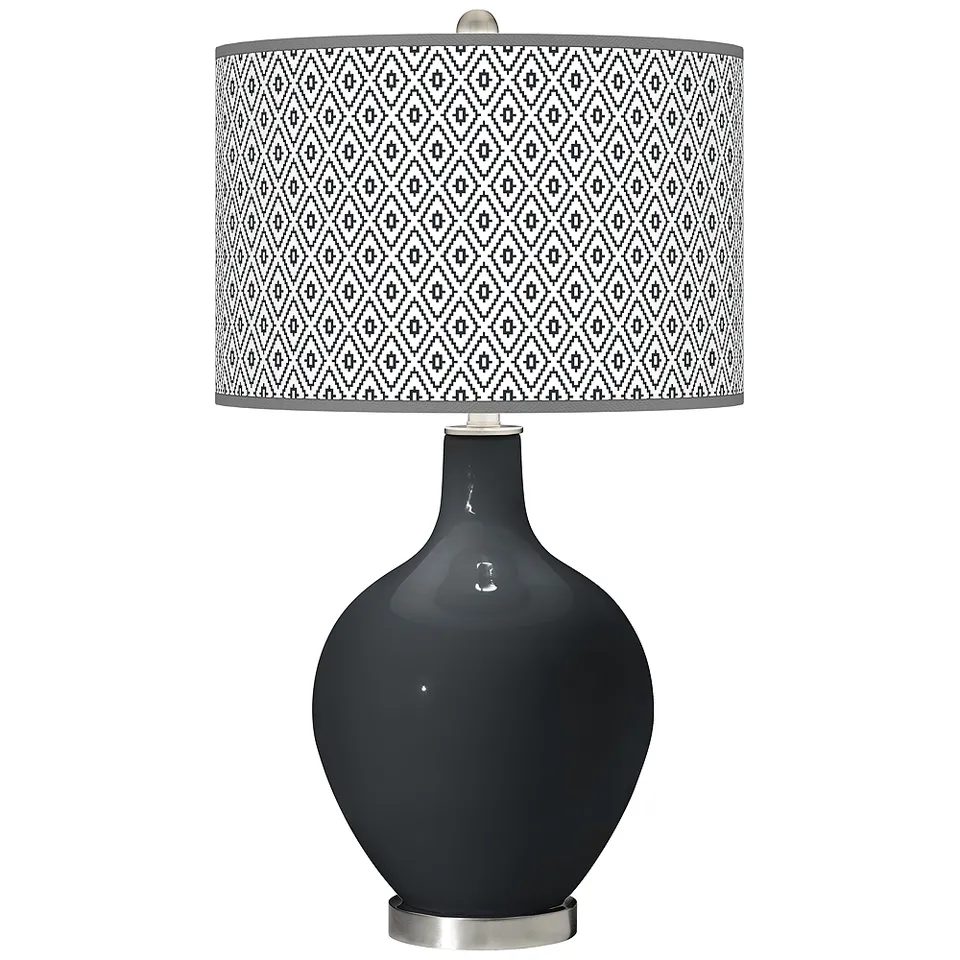 Color Plus Ovo 28 1/2" High Diamonds Shade Night Black Table Lamp