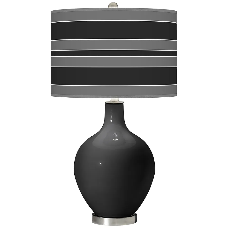 Color Plus Ovo 28 1/2" High Bold Stripe Shade Tricorn Black Table Lamp