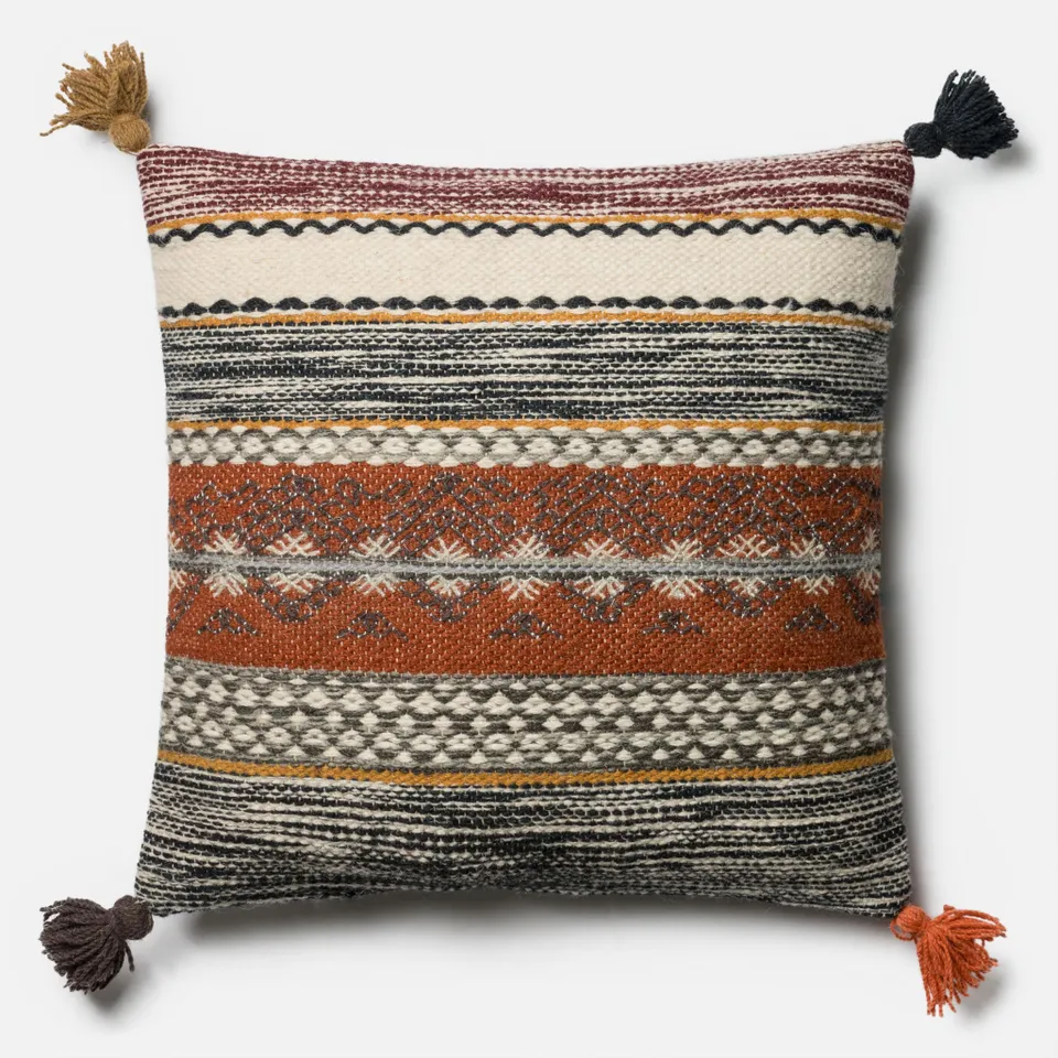 PILLOWS - RUST / MULTI - 22" X 22" Cover Only
