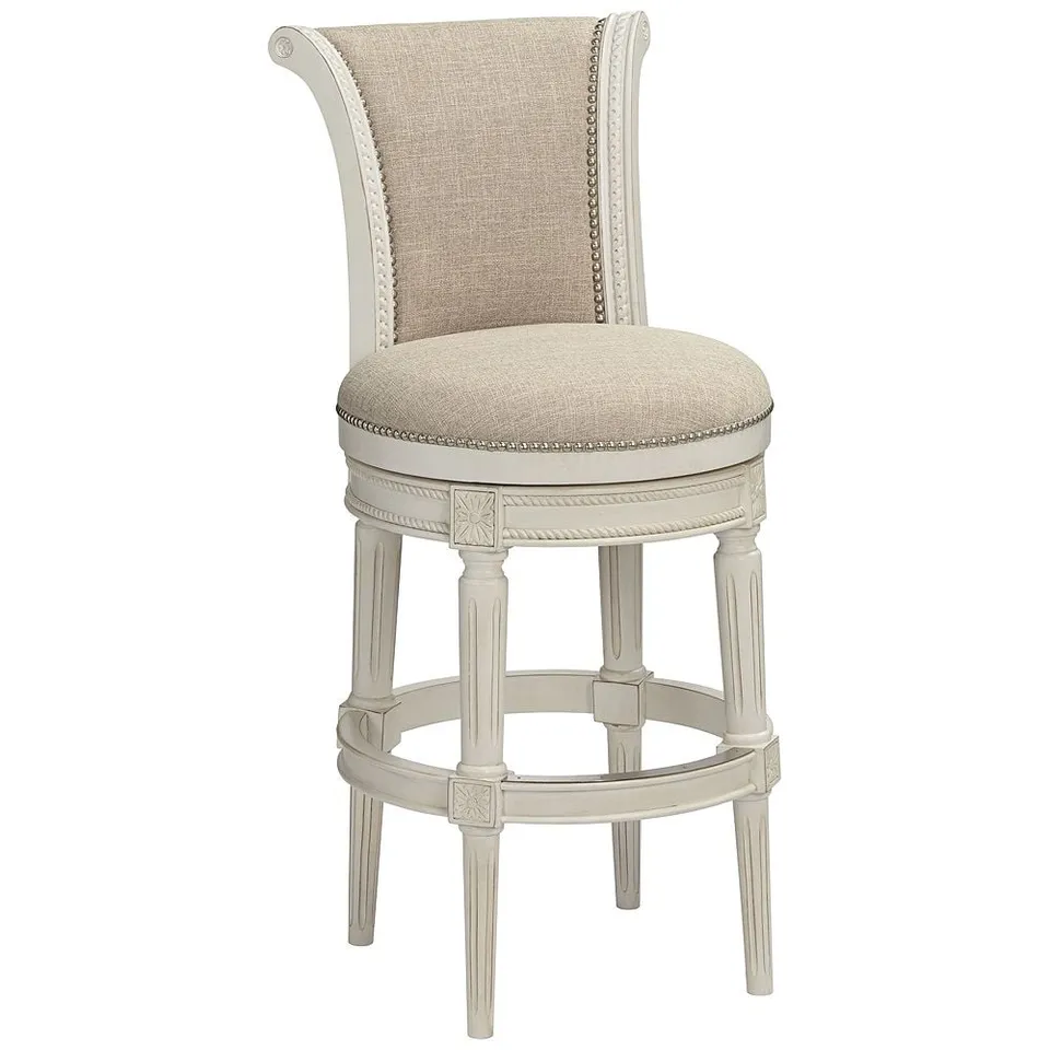 55 Downing Street Oliver 30 1/2" Cream Scroll Back Swivel Bar Stool