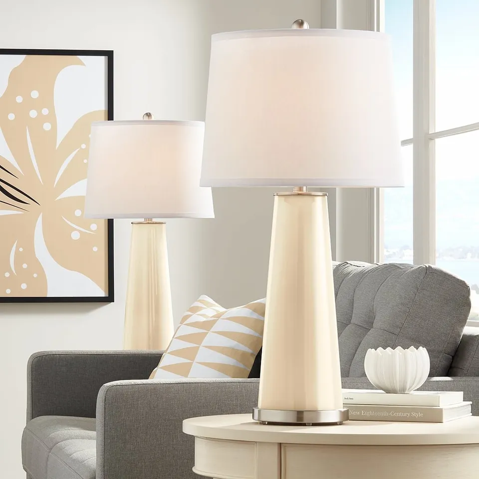 Color Plus Leo 29 1/2" Colonial Tan Glass Table Lamps Set of 2