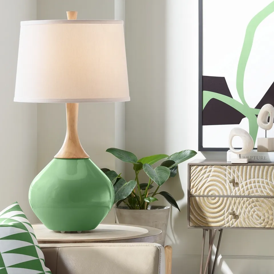 Color Plus Wexler 31" White Shade Garden Grove Green Modern Table Lamp