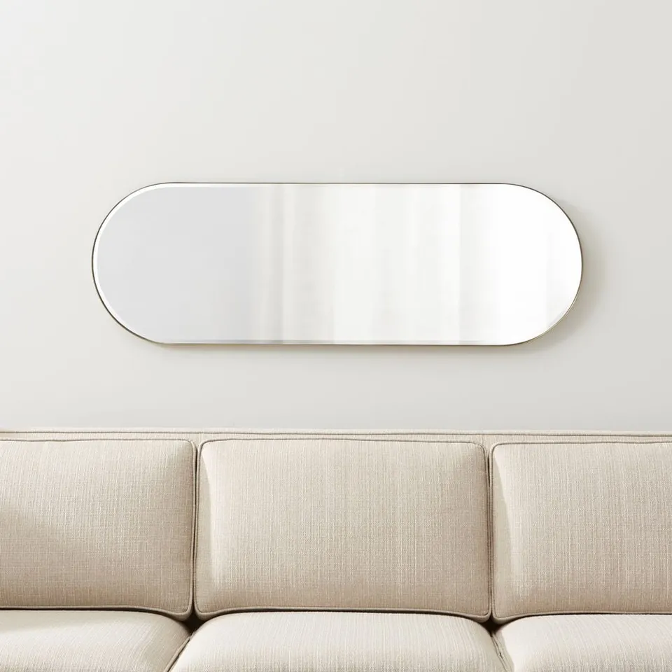 Edge Small Brass Capsule Wall Mirror 16"x48"