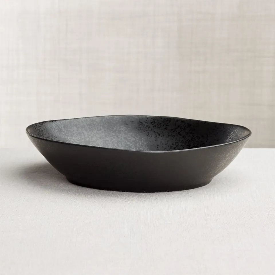 Marin Matte Black Stoneware Low Bowl