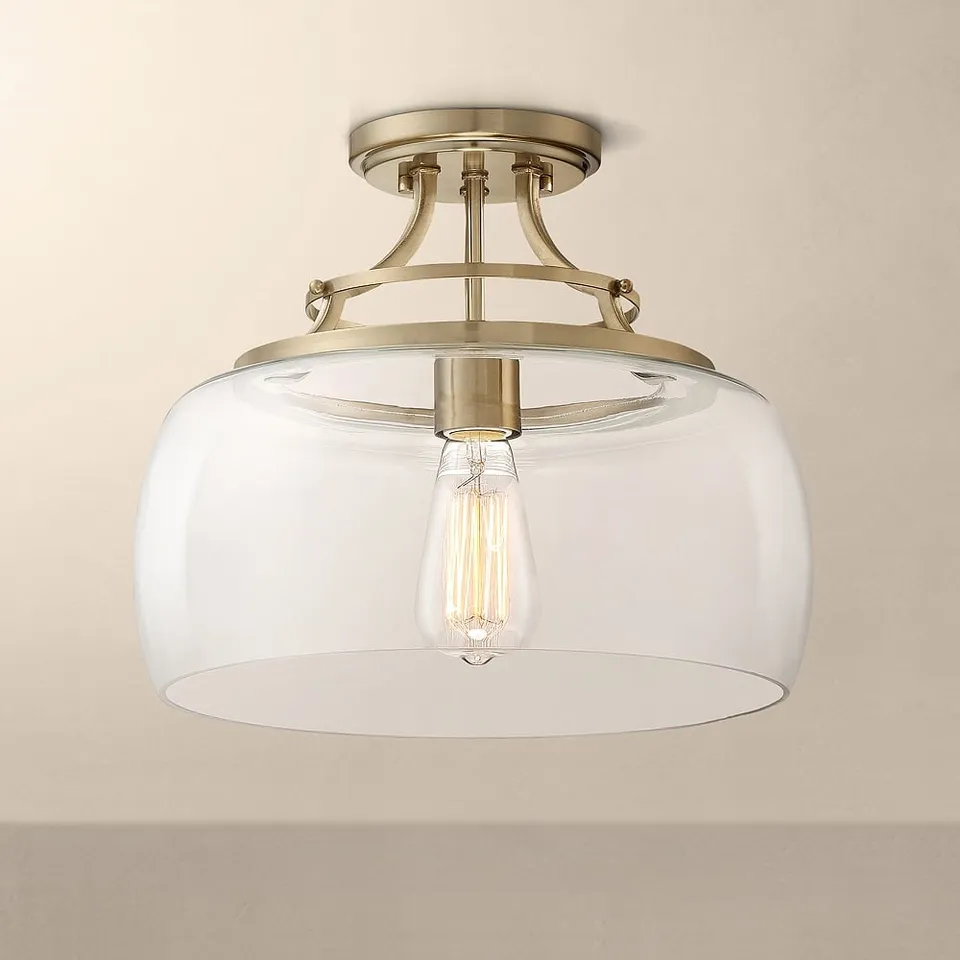 Franklin Iron Works Charleston 13 1/2" Clear Glass LED Ceiling Light
