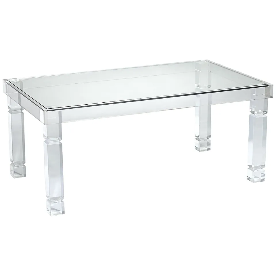 Bristol 42" Wide Acrylic and Glass Rectangular Modern Coffee Table