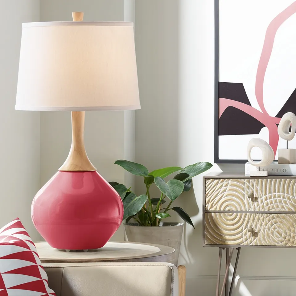 Color Plus Wexler 31" White Shade Samba Red Table Lamp