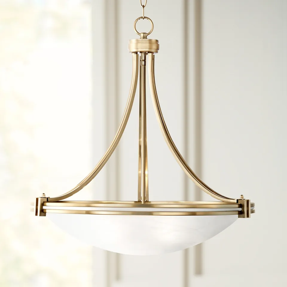 Possini Euro Deco 21 1/2" Wide Warm Brass Glass Bowl 3-Light Pendant