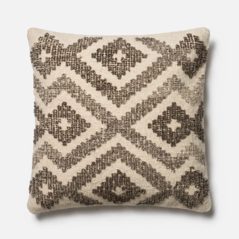 PILLOWS - IVORY / GREY - 22" X 22" Cover w/Down