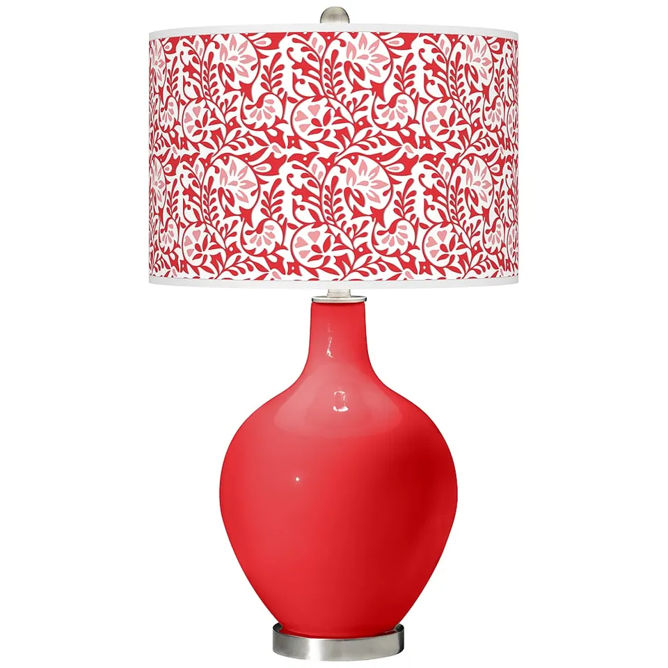 Color Plus Ovo 28 1/2" High Gardenia Shade Poppy Red Table Lamp