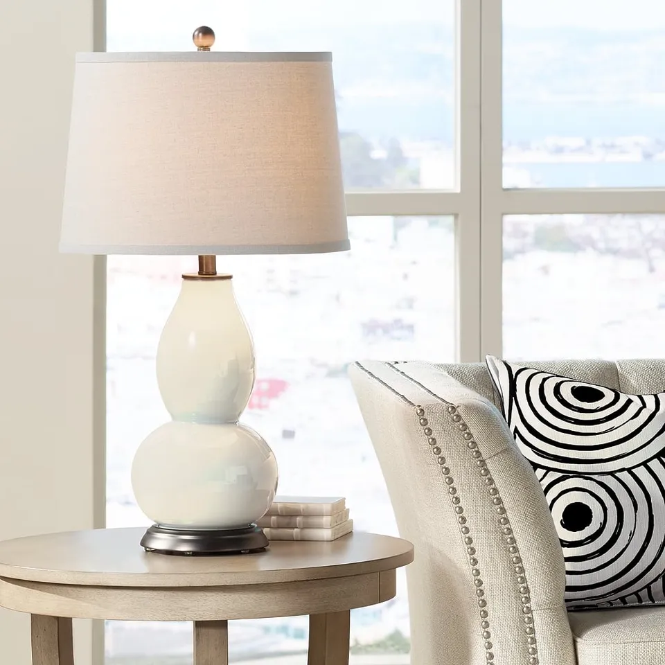 Color Plus Double Gourd 28 3/4" Steamed Milk White Table Lamp