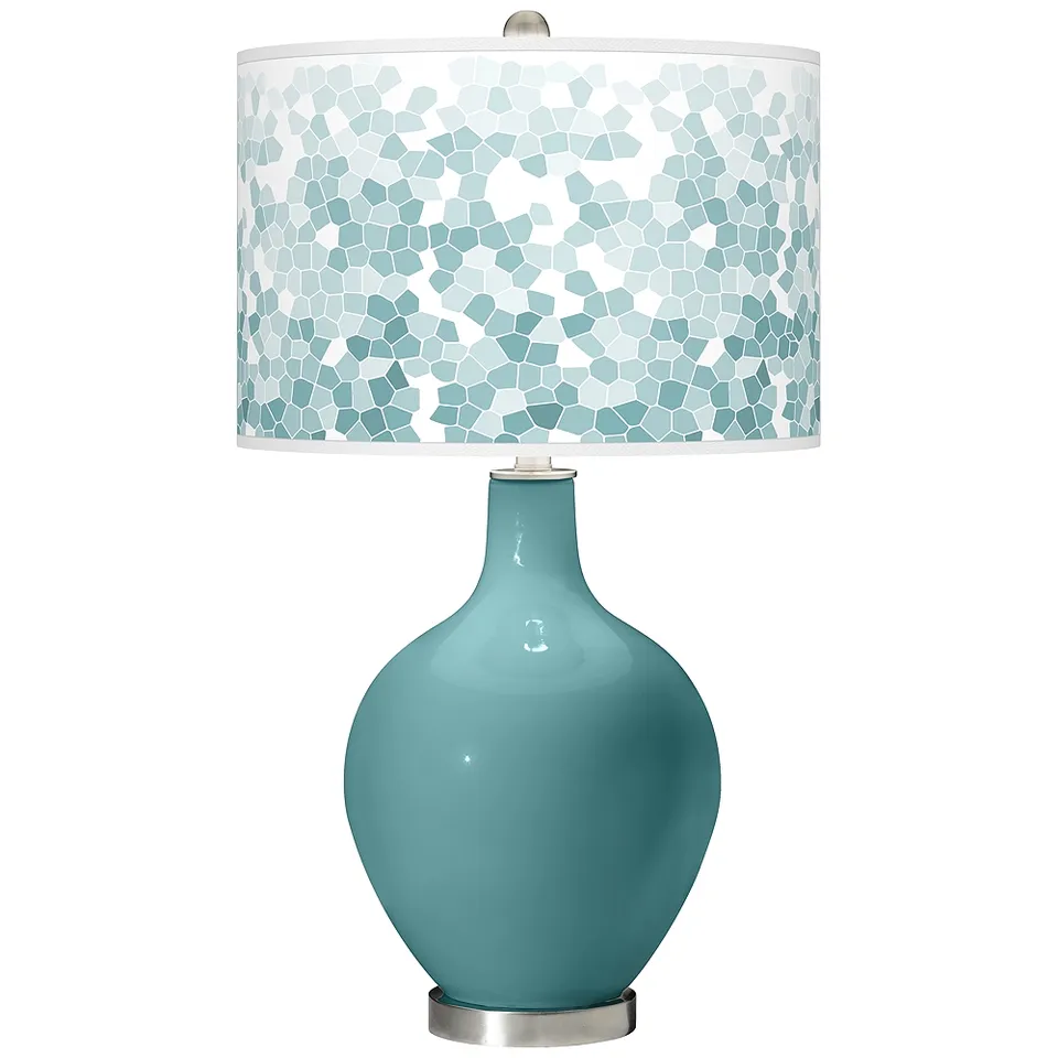 Color Plus Ovo 28 1/2" Mosaic Shade Reflecting Pool Blue Table Lamp