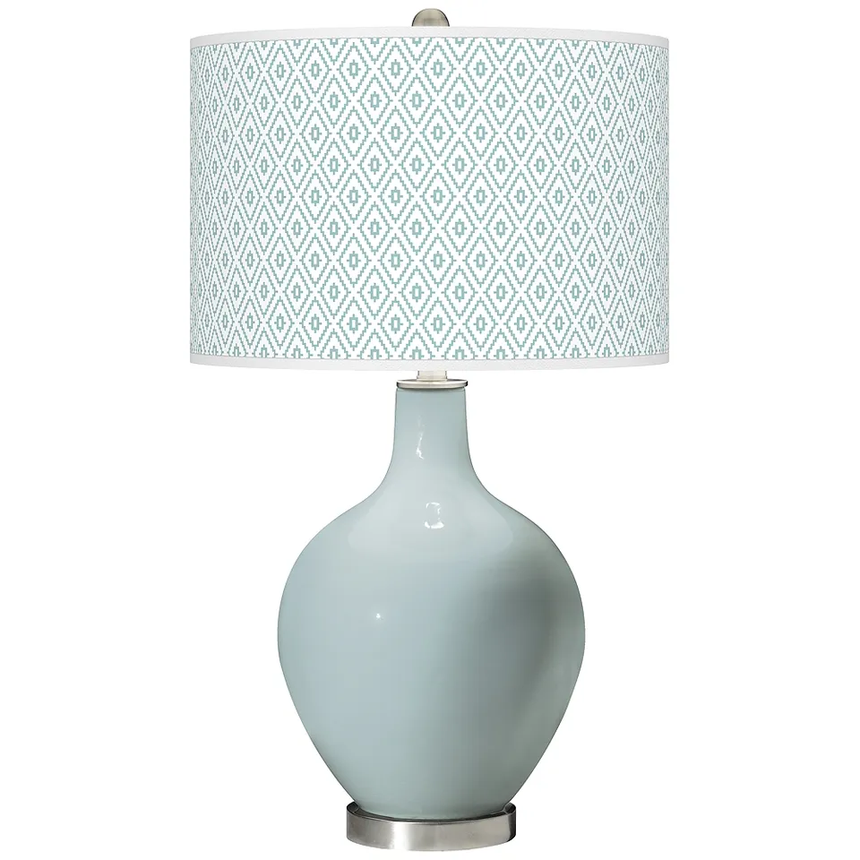Color Plus Ovo 28 1/2" High Diamonds Shade Rain Blue Table Lamp