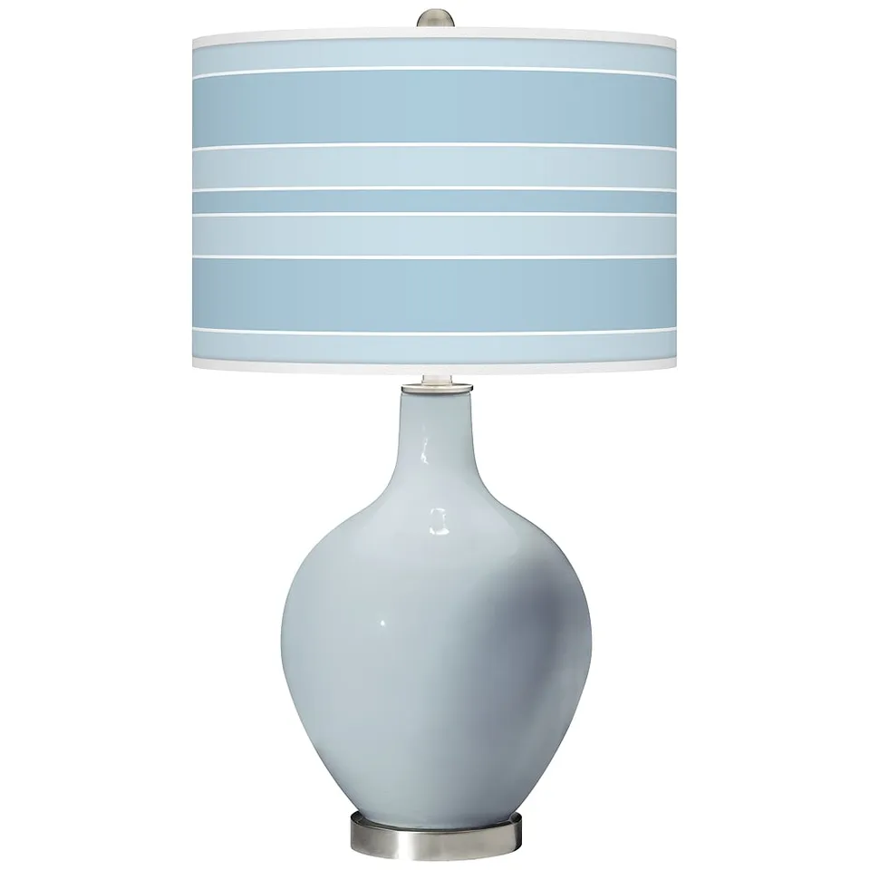 Color Plus Ovo 28 1/2" Bold Stripe Shade Take Five Blue Table Lamp