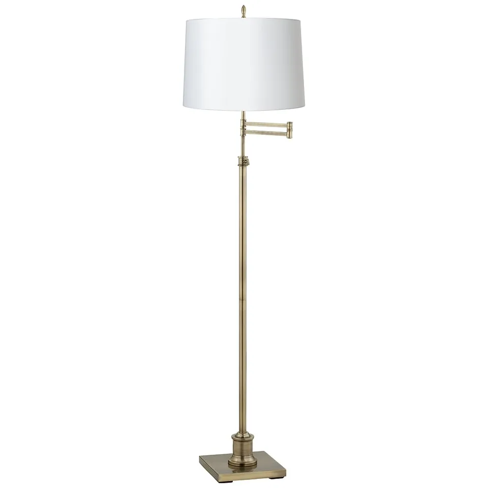 Regency Hill Westbury White Hardback Shade Brass Floor Lamp