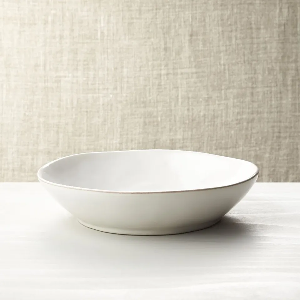 Marin White Stoneware Low Bowl