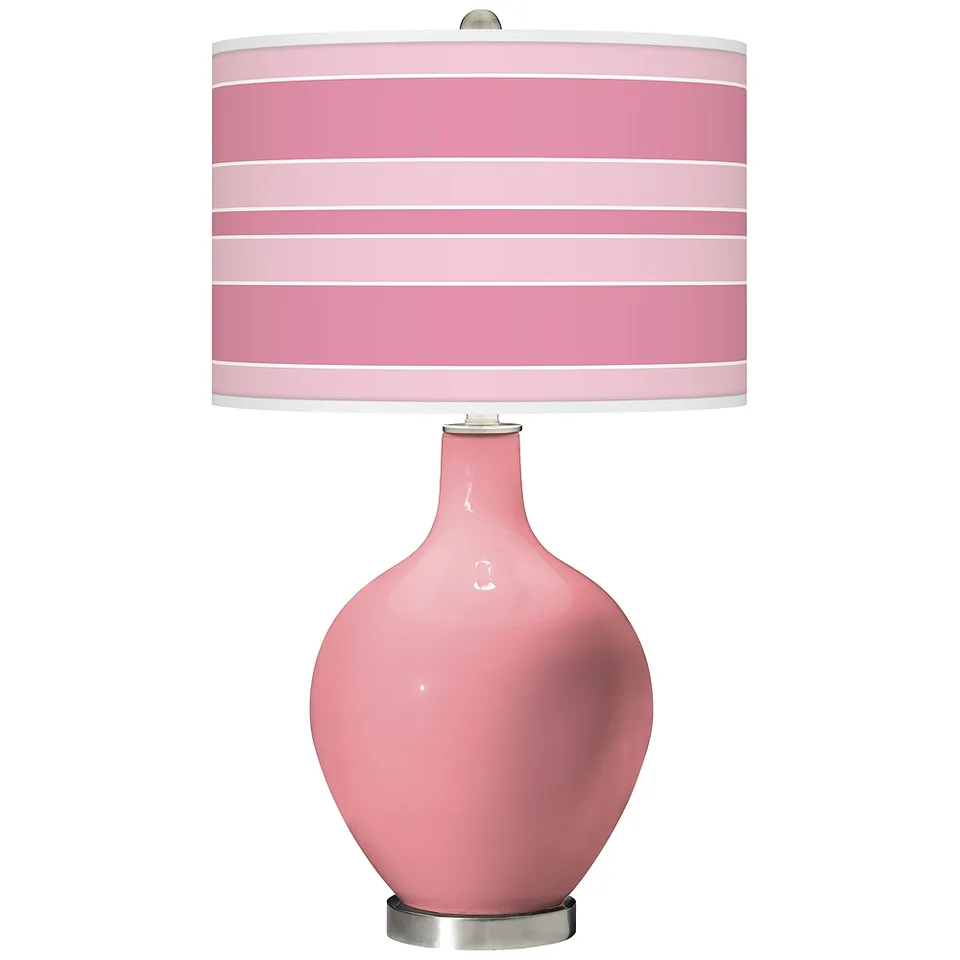 Color Plus Ovo 28 1/2" Bold Stripe Shade Haute Pink Table Lamp