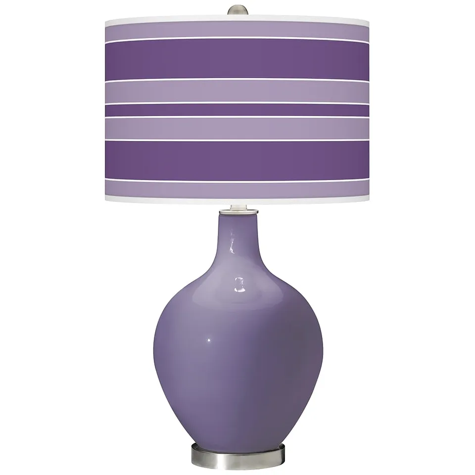Color Plus Ovo 28 1/2" Bold Stripe Shade Purple Haze Glass Table Lamp