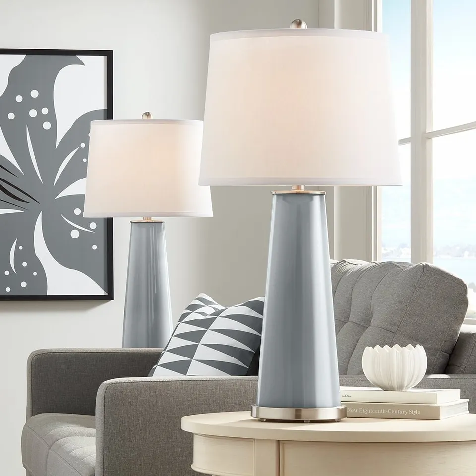 Color Plus Leo 29 1/2" Modern Glass Software Gray Table Lamps Set of 2