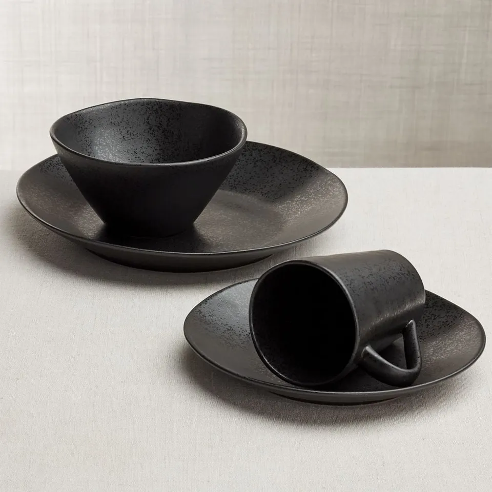 Marin Matte Black Stoneware 4-Piece Place Setting