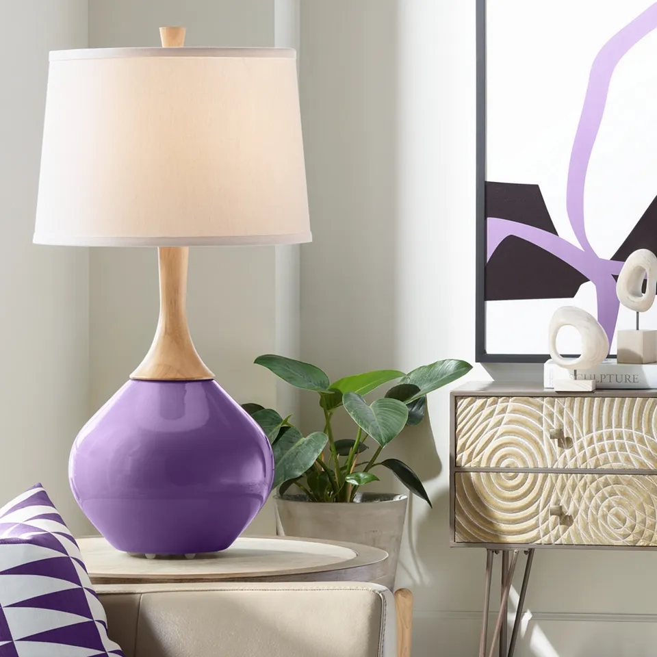 Color Plus Wexler 31" White Shade Acai Purple Table Lamp