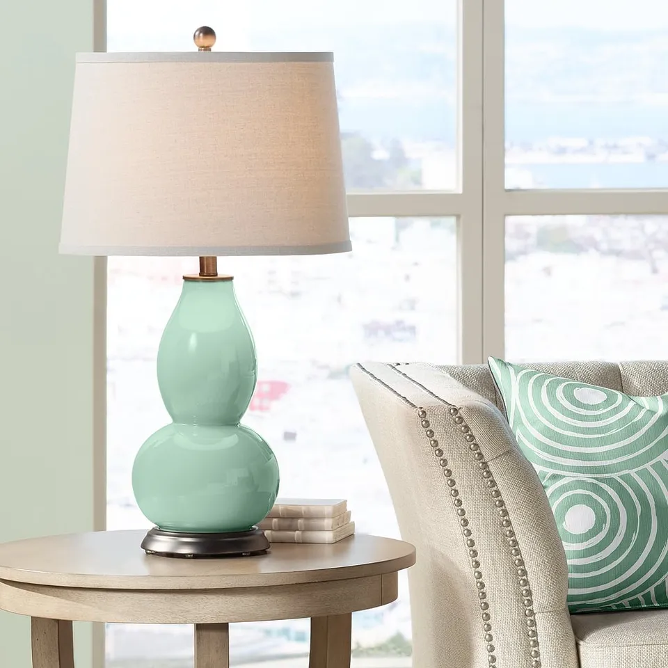 Color Plus Double Gourd 28 3/4" Grayed Jade Green Table Lamp