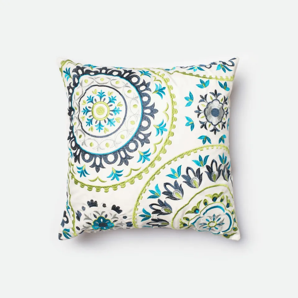 PILLOWS - GREEN / MULTI - 18" X 18" Cover w/Down