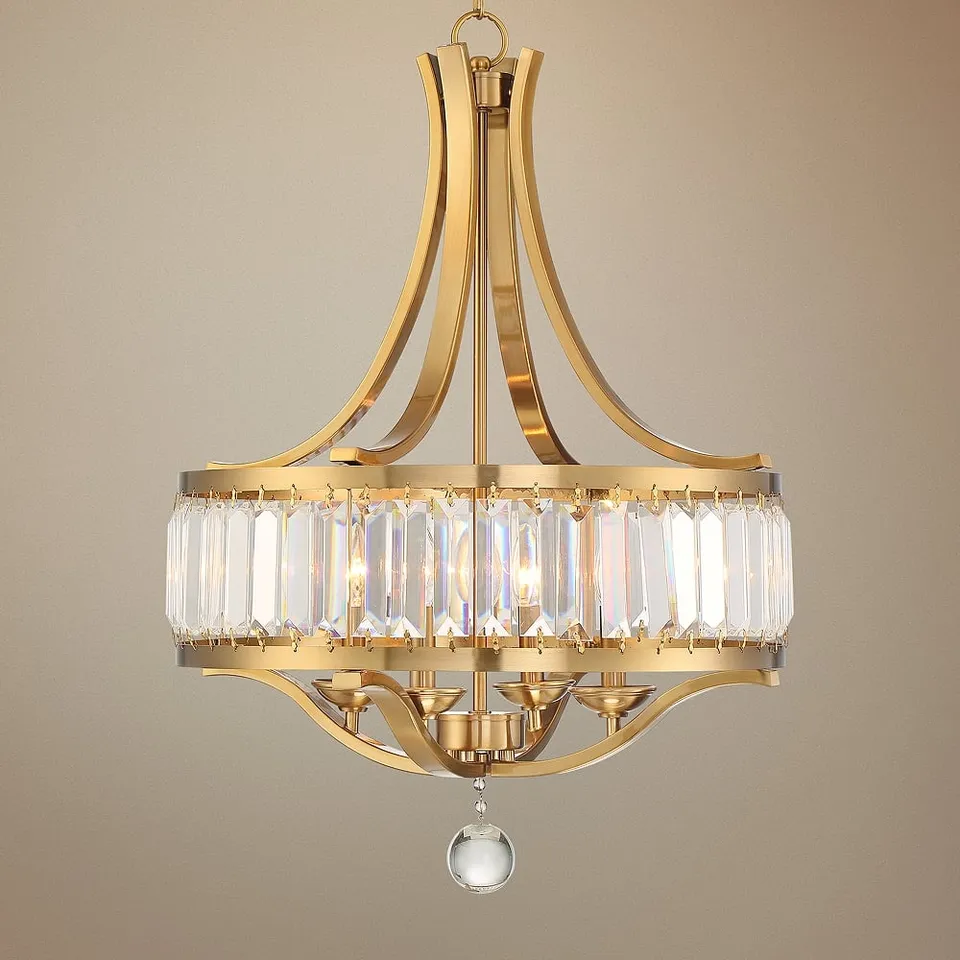 Possini Euro Prava 21 1/2" Classic Brass 4-Light Crystal Chandelier
