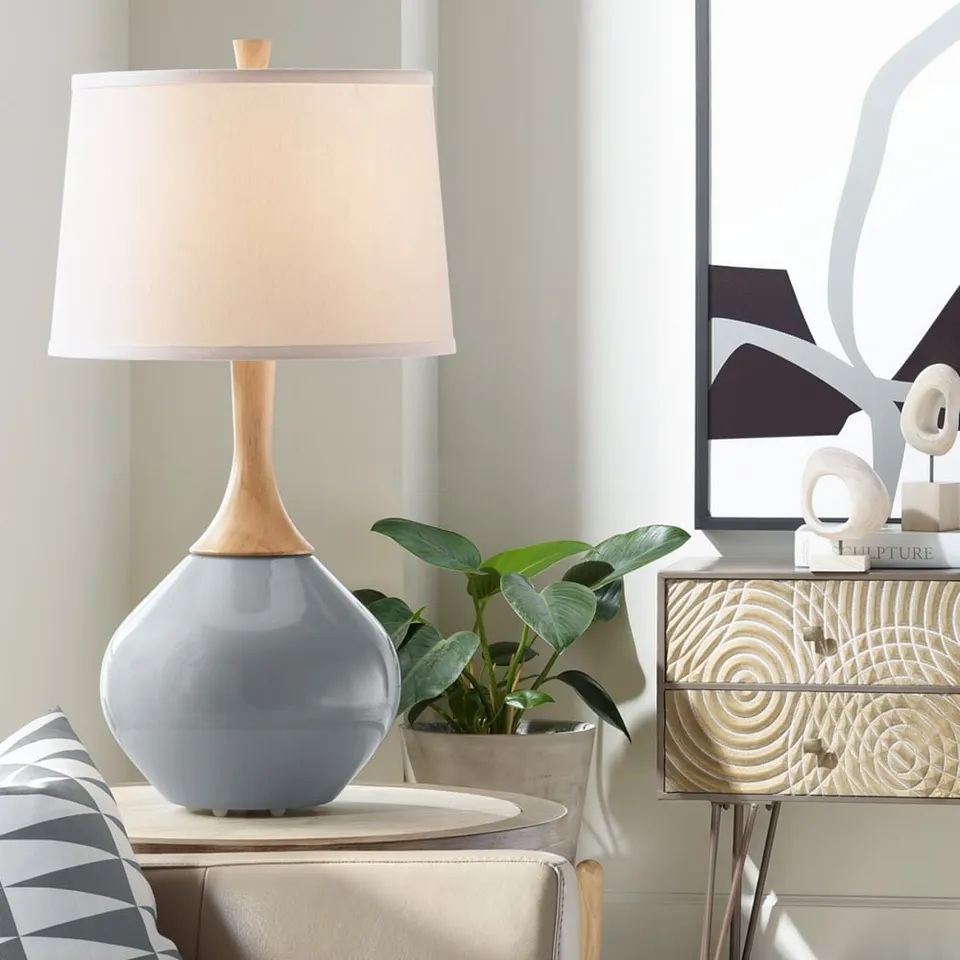 Color Plus Wexler 31" White Shade Software Gray Table Lamp