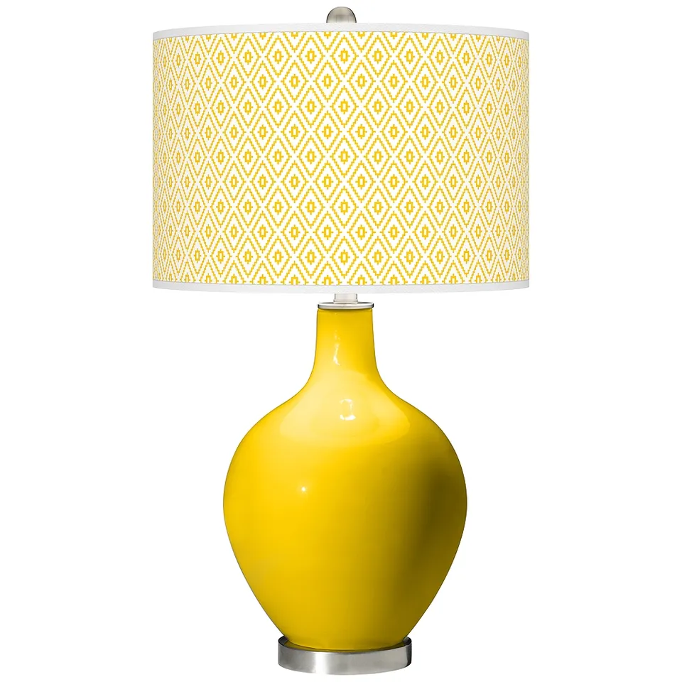 Color Plus Ovo 28 1/2" High Diamonds Shade Citrus Yellow Table Lamp