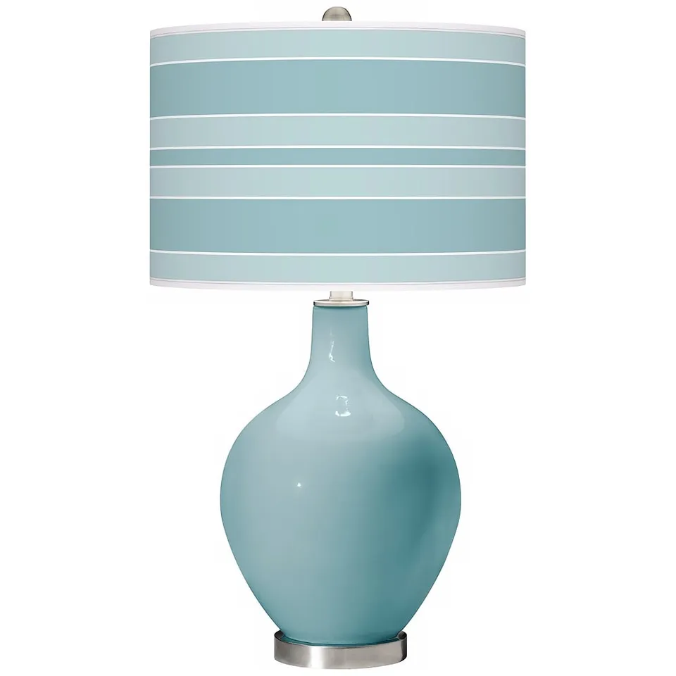 Color Plus Ovo 28 1/2" Bold Stripe Shade Raindrop Blue Table Lamp