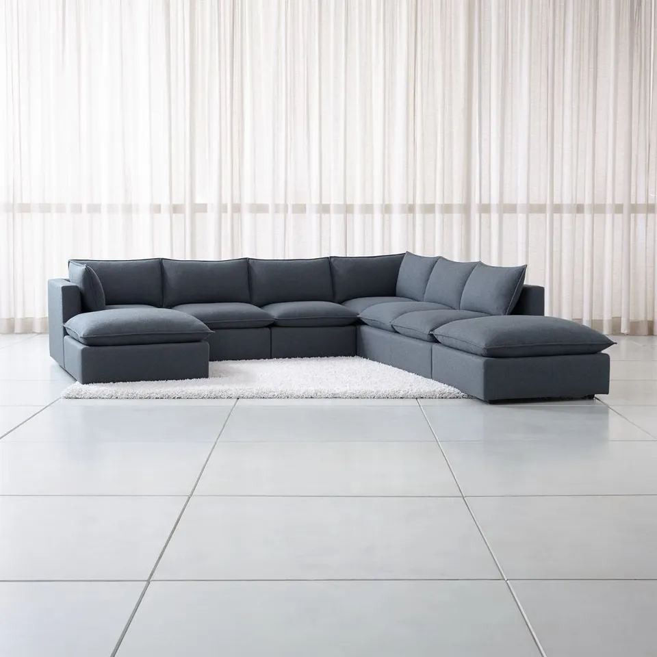 Lotus Modular 7-Piece L-Shaped Sectional Sofa with Double Ottoman
