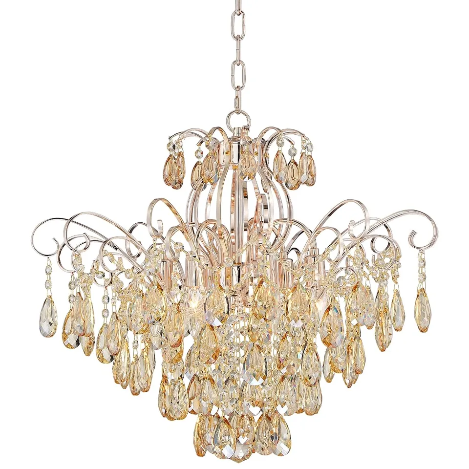 Possini Euro Mellie 24" Champagne Gold and Crystal Chandelier