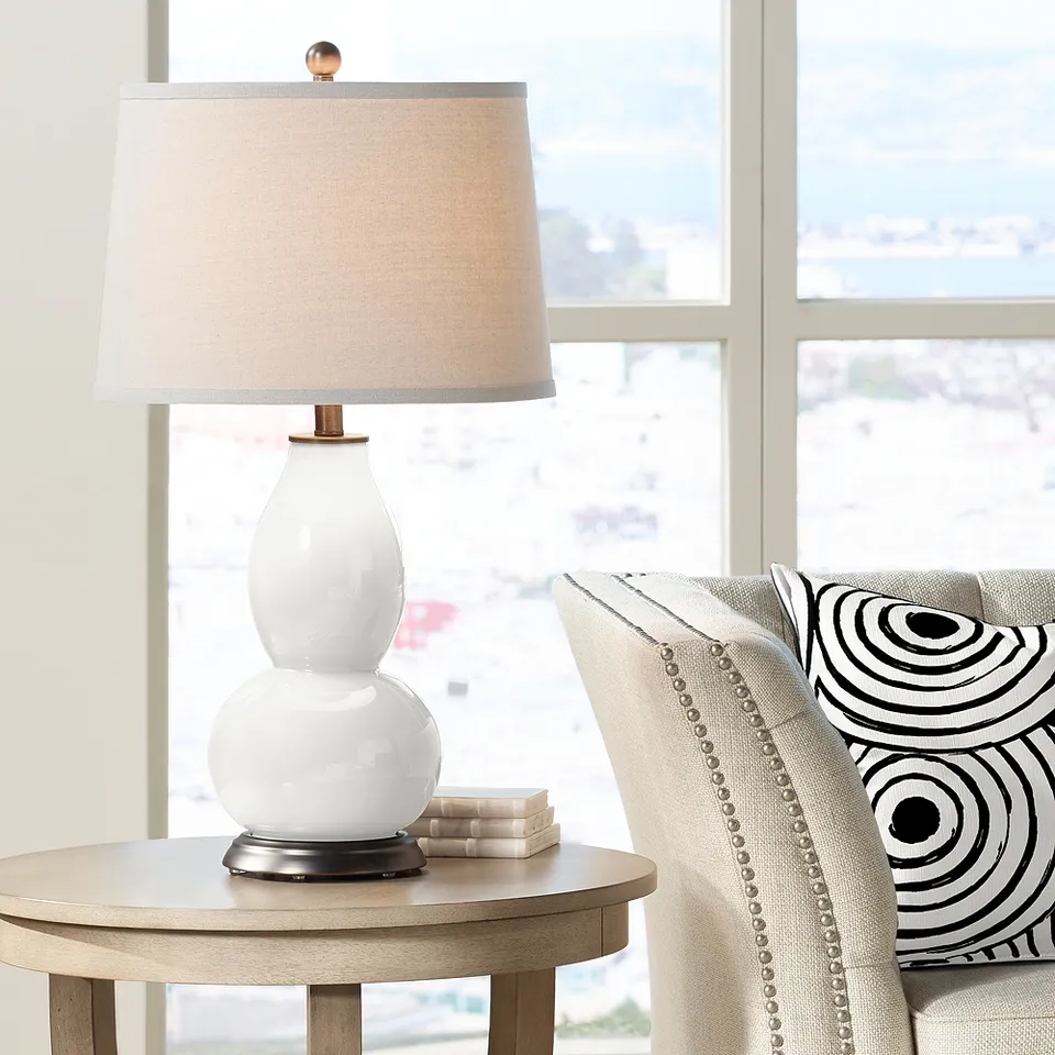 Color Plus Double Gourd 28 3/4" High Winter White  Table Lamp