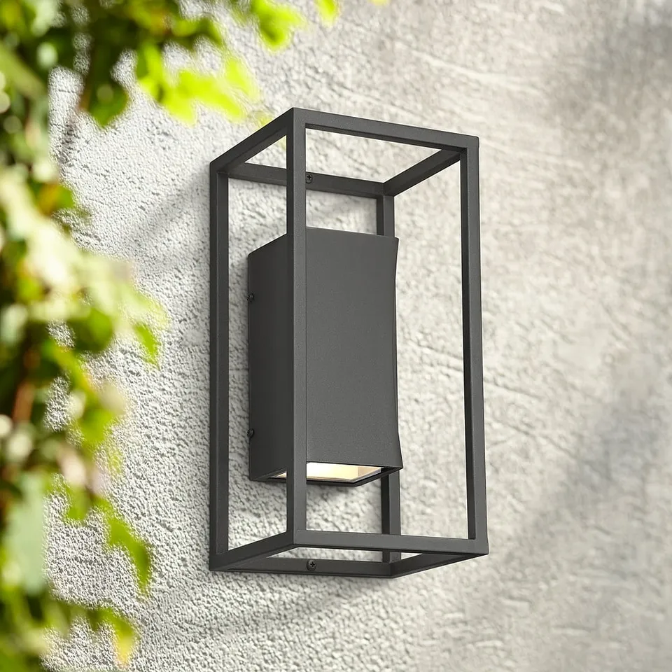 Possini Euro Kell 14" Textured Black Box LED Up and Down Wall Light