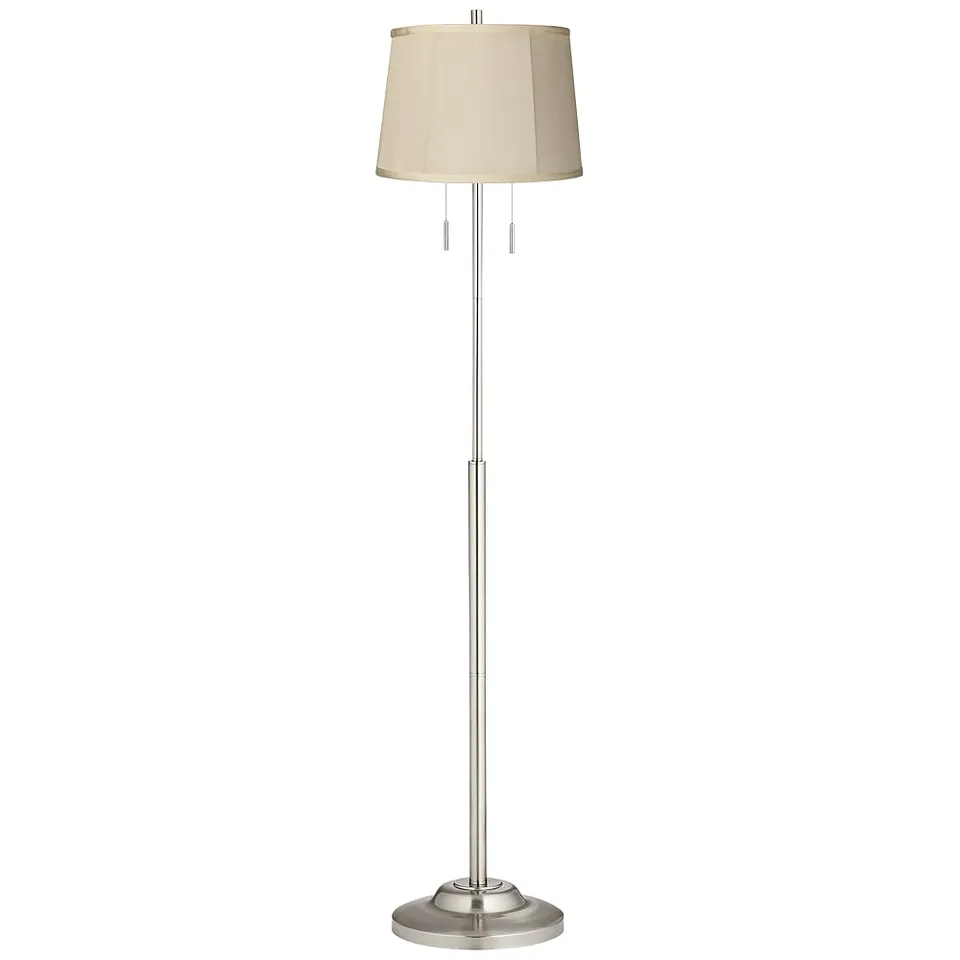Possini Euro Abba 66" Beige Drum Twin Pull Chain Floor Lamp