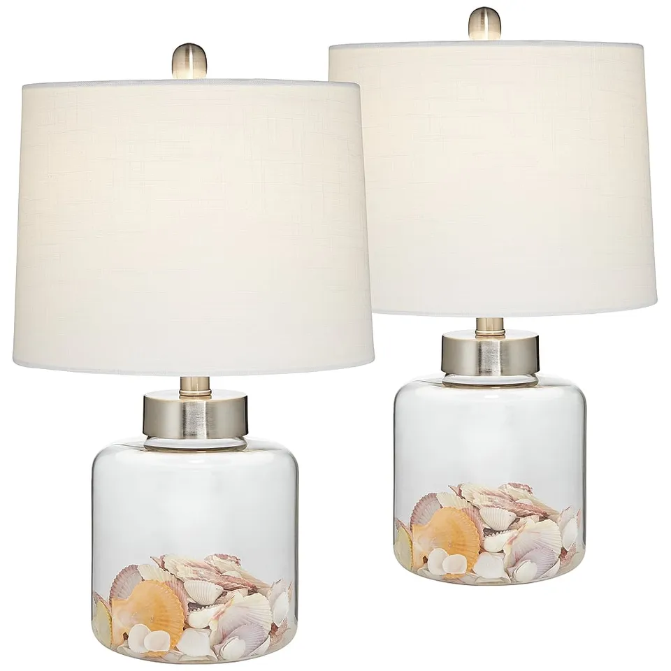 Sea Star 20 1/2" High Fillable Glass Canister Accent Lamps Set of 2